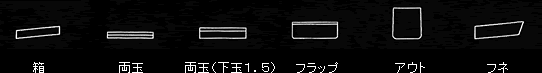 箱／両玉／両玉（下玉1.5）／フラップ／アウト／フネ