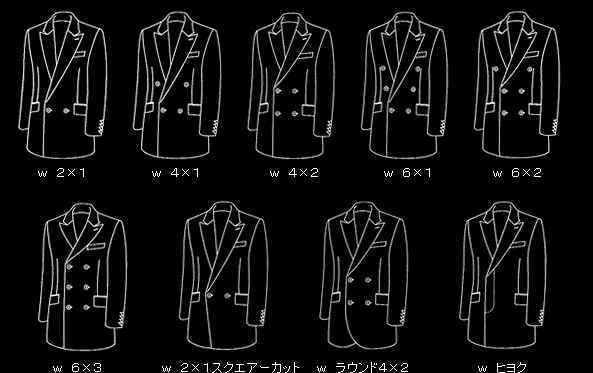 w2×1／w4×1／w4×2／w6×1／w6×1／w6×3／w2×1スクエアーカット／wラウンド4×2／Wヒヨク